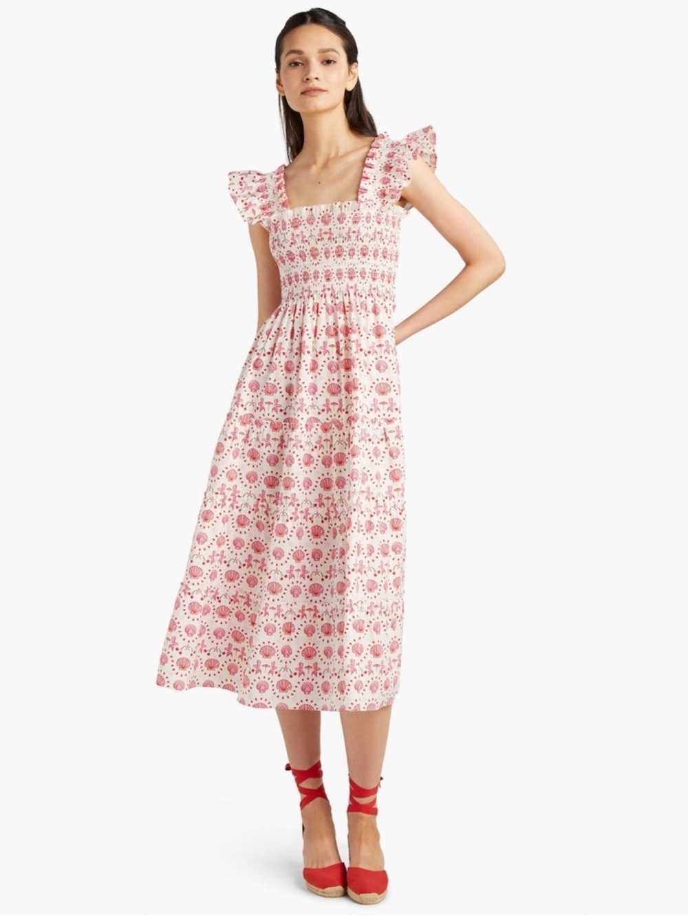 Hill House Mermaid Ellie Nap Dress Pink Shell mermaid Midi Size-Small
